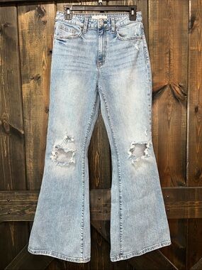Willow & Root The Flared Out Jeans 27 Distressed High Rise Western Boho Festival